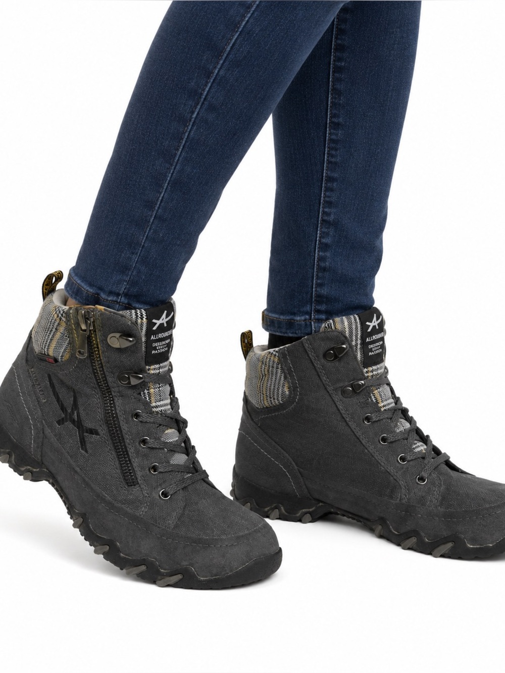 Allrounder by Mephisto Gray Canvas Hiking Boots Women size 8